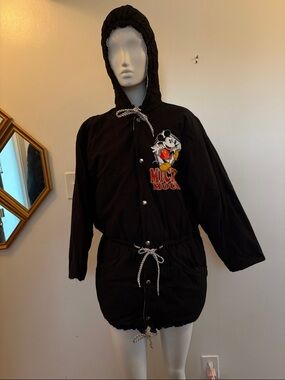 Disney Black Mickey Mouse Hooded Drawstring Jacket
